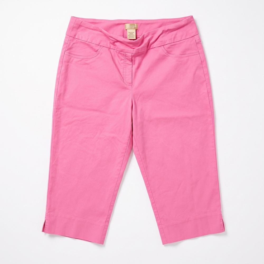 Ruby Rd Womens 16 Pink Pull-On Capri Pants Casual Cozy Cropped Trousers